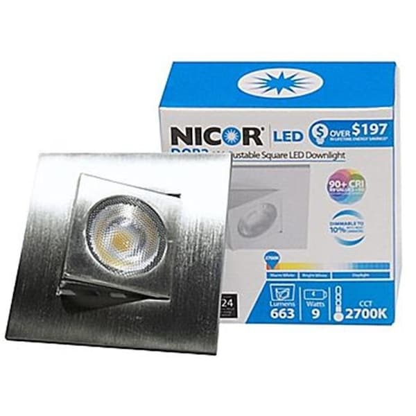 Nicor Lighting DQR2-AA-10-120-3K-NK 2 in. Square Eyeball LED Downlight; Nickel - 3000K DQR2-AA-10-120-3K-NK - main